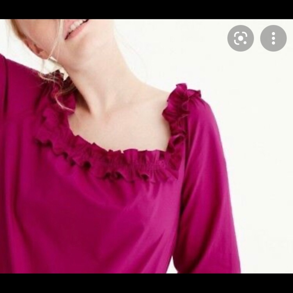 NWOT J.Crew Ruffle Penny top in Dark Peony